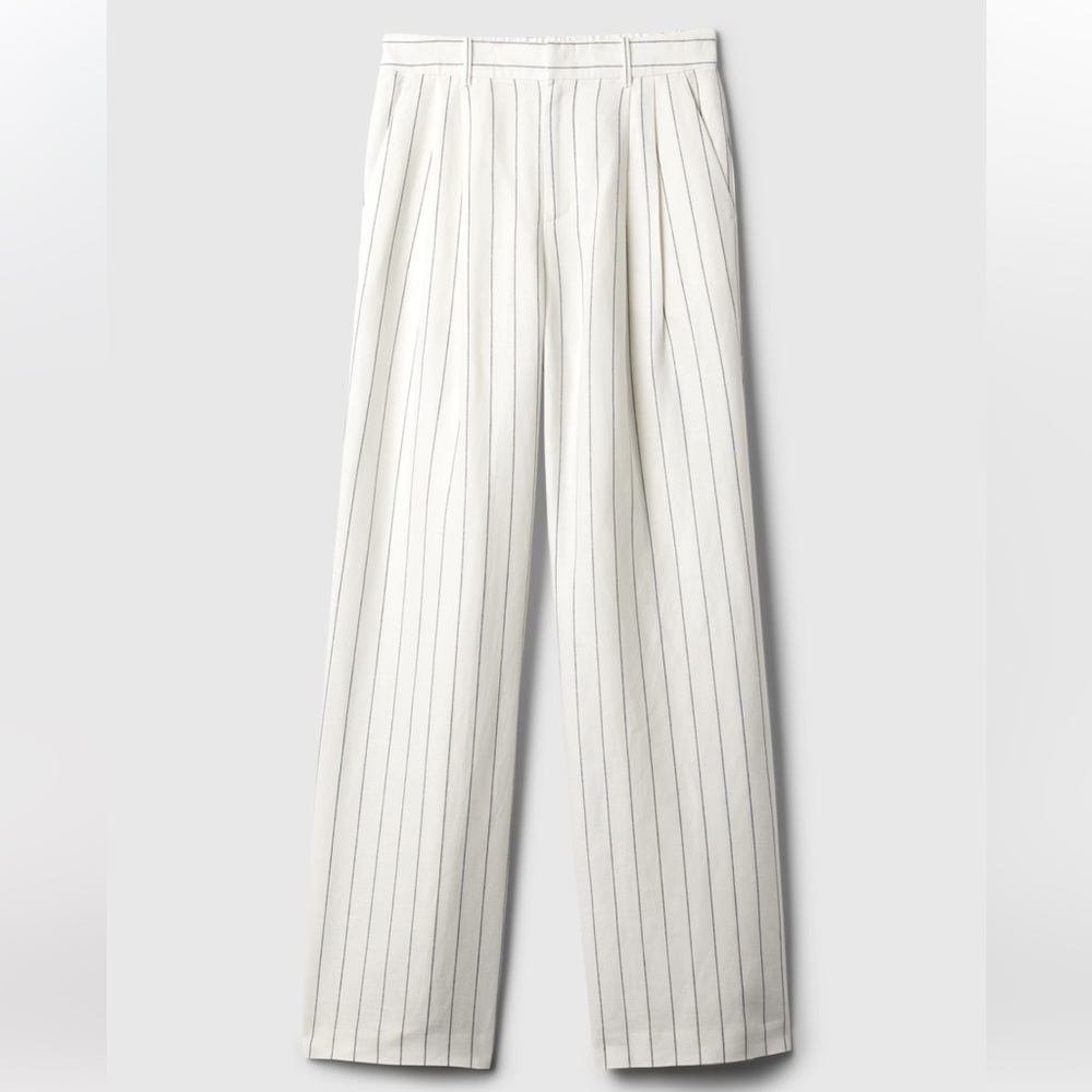 GAP White Pinstripe Wide-Leg Trousers